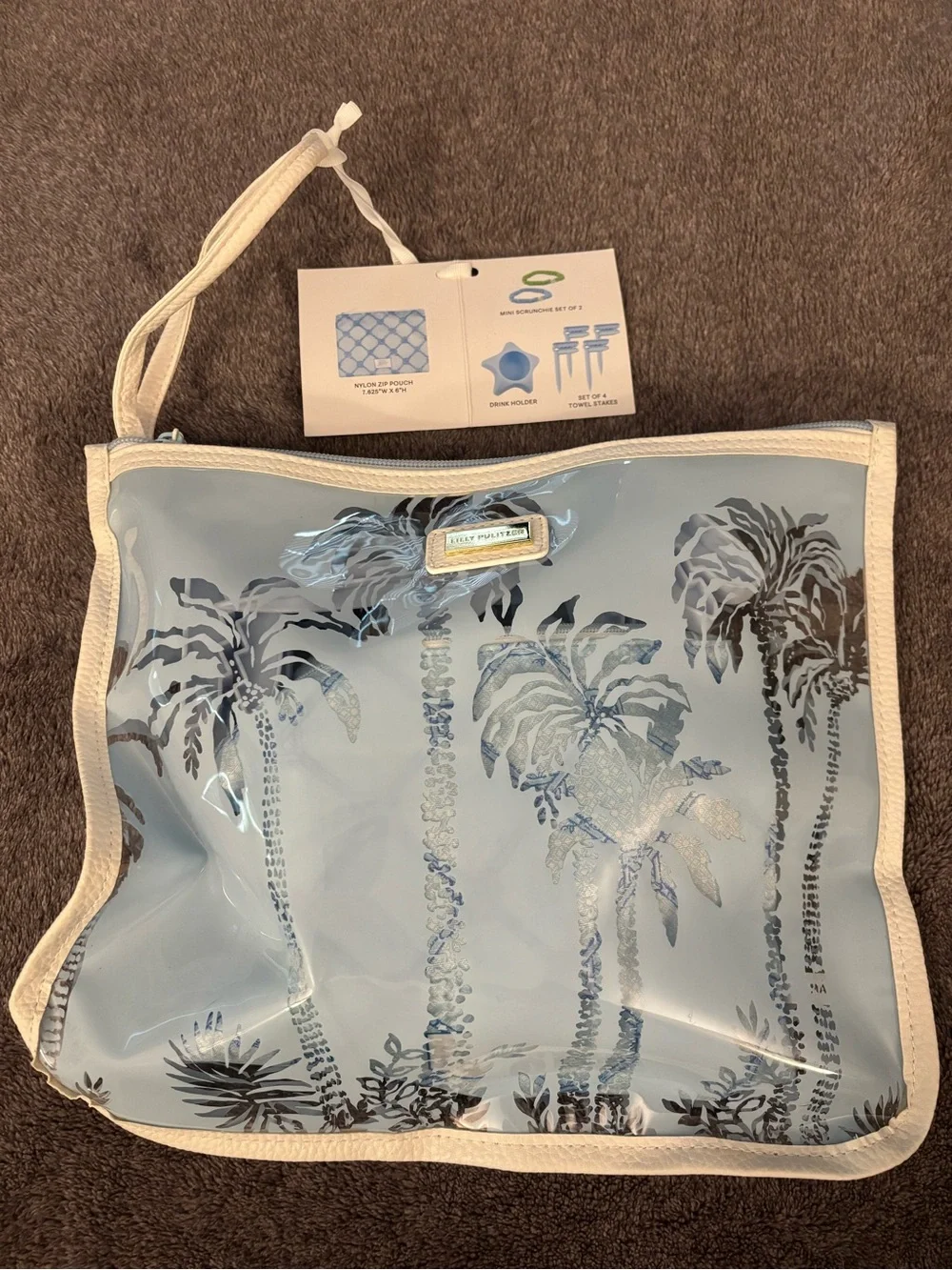 Lilly Pulitzer Paradise Pouch Drink Holder Towel Stakes Scrunchies NWT